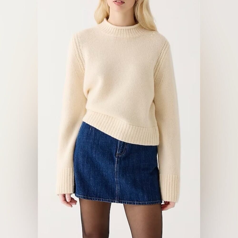 J.Crew 100% Cashmere Rollneck Sweater Small Cream Soft Knit Classic